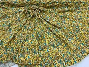 Tela Rayón Challis por Yarda - Suave y Moda Abstracto Amarillo y Tur - Imagen 1 de 5