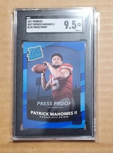 2017 Donruss #327 Patrick Mahomes II RC Blue Press Proof SGC 9.5 Mint+ *Pop 9,0^
