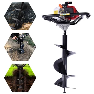 63CC 3HP Gas Powered Post Hole Digger Engine With 12 inch Earth Auger Bit Drill - Picture 1 of 16