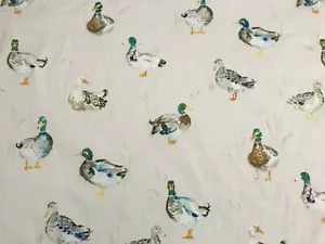 Voyage "Mini Paddling Ducks" White Background Fabric Per Meter CLEARANCE PRICE - Picture 1 of 3
