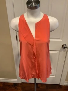 Camiseta sin mangas Rebecca Taylor lápiz labial rojo seda con volantes, talla 4 (US), ¡NUEVA CON ETIQUETAS! - Imagen 1 de 7