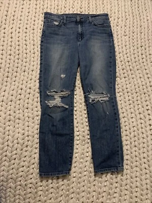 Pantalones de mezclilla para mujer Joes 30 Kass tiro alto tobillo recto desgastados lavado medio 27"" Foto 1 de 4