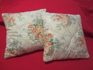 Vintage Set 2 gesteppte Blumen Überwurf Kissen 10" quadratisch Landhaus Bauernhaus - Bild 1 von 9