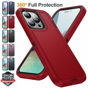 For iPhone 15 14 13 12 11 Pro Max XR SE3 6 7 8 Plus Shockproof Hybrid Cover Case - Picture 1 of 27