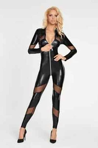 Mono de manga larga 7HEAVEN en Wetlook Catsuit de cuero sintético, red negro L/XL - Imagen 1 de 2