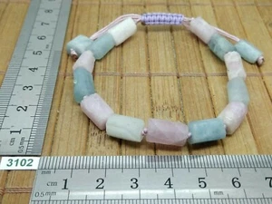 Bracelet MORGANITE et CYANITE BLEUE brute reglable lithotherapie naturelle reiki - Picture 1 of 3