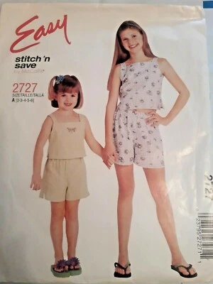 Shorts Tank Top Girls 2 3 4 5 6 McCalls 2727 Stitch N Save Sewing Pattern Summer - Image 1 of 4