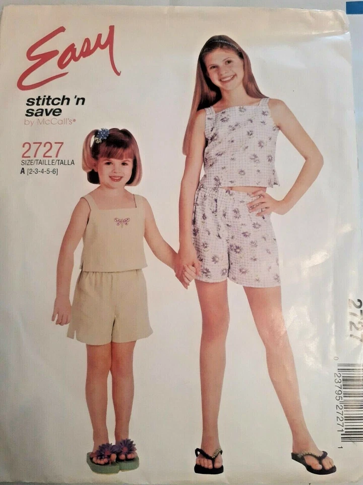 Shorts Tank Top Girls 2 3 4 5 6 McCalls 2727 Stitch N Save Sewing Pattern Summer - Image 1 of 4