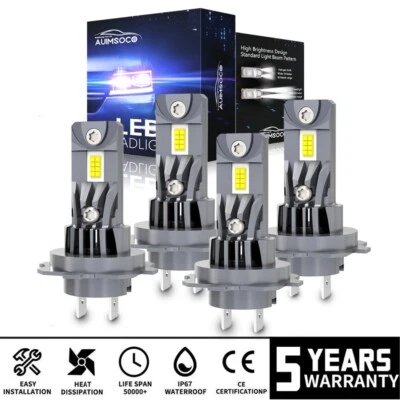 4x H7 H7 400W 80000LM LED Headlight Bulbs Kit High Low Beam 6500k Super Bright - Image 1 of 4