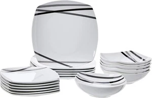 18 Piece Kitchen Dinnerware Set - Square Plates, Bowls, Service for 6 - Modern B - Picture 1 of 6