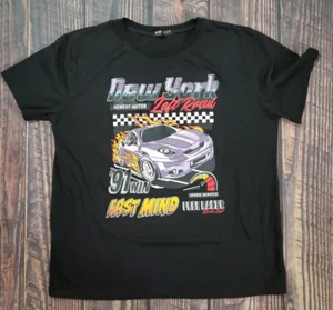 T-shirt maglietta Romwe uomo New York sinistra strada auto manica corta nera grafica taglia XL - Foto 1 di 7