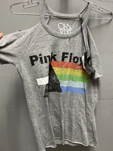 Camiseta Hombro Frío $69 Nueva Con Etiquetas Marca Chaser Gris Sólido Rosa Floyd Gráfico XS - Imagen 1 de 4