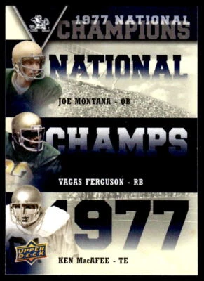 2013 Upper Deck #NC3-MFH Joe Montana / Ferguson / MacAfee Notre Dame - Image 1 of 2