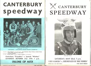 Canterbury Crusaders - Speedway - Programmes x2 - Vintage - 1970 & 1971 - VGC. - Picture 1 of 3