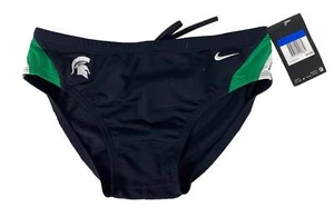 Nike Swim MSU Black Swim Briefs with Green and White Stripes Men's Size 30 - Picture 1 of 2