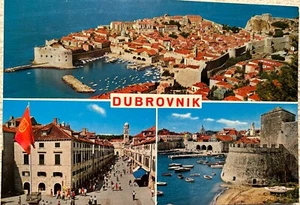 Postcard For Dubrovnik Croatia 3 Multi Colored Photos Of Sea Side Resort Chrome - Picture 1 of 2
