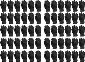 24 PK Wholesale Bulk Winter Gloves Unisex, Bulk Pack Warm Thermal Gloves, Black - Picture 1 of 6