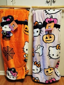 Hello Kitty Halloween Throw Blanket Bundle Orange Pirate And Pink Purple... - Picture 1 of 3