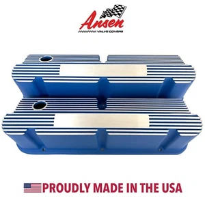 Cubiertas de válvula Ford SMALL BLOCK, estilo techo corredizo, personalizadas - azul - Ansen EE. UU. - Imagen 1 de 9
