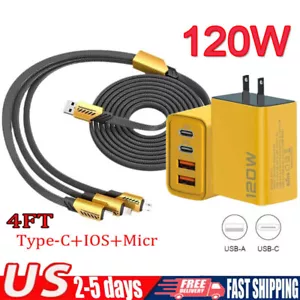 120W Super Fast Charging Type C Wall Charger For Samsung iPhone All Cell Phone - Picture 1 of 32