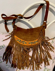 ZARA TRAFALUC Fringe & Beaded Flap Bohemian MG Saddle Bag NO COPY Shoulder Bag - Picture 1 of 12
