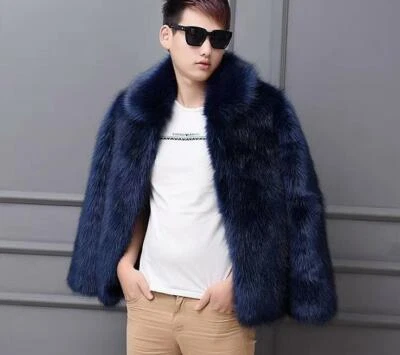 Новые мужские зимние роскошь искусственного Fox меха пальто теплая куртка пальто толщиной кроличьего - Изображение 1 из 4