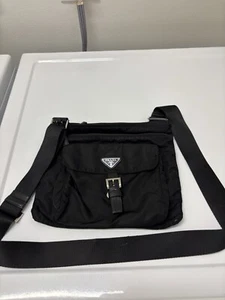 Prada Buckle Messenger Bag Tessuto Authentic Preowned Please See Pics No Returns - Picture 1 of 7