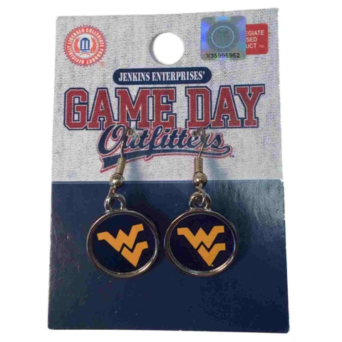West Virginia Mountaineers Jenkins Enterprises Blue Womens Dangle Earrings Cover