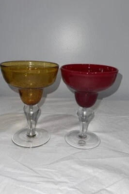 Artland Margarita Glasses Amber yellow and red set of 2 - Image 1 of 4