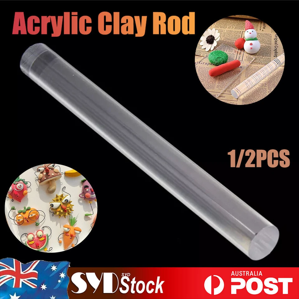 1/2PCS Solid Acrylic Polymer Clay Roller Rolling Pin Transparent Craft DIY Tools - image 1 of 4