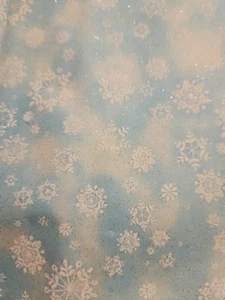 Snowflakes On Blue Sparkle Cotton Sew Quilt Craft Fabrics Christmas 3/4 Yd (27") - Picture 1 of 3