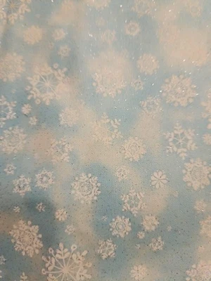 Snowflakes On Blue Sparkle Cotton Sew Quilt Craft Fabrics Christmas 3/4 Yd (27") - Image 1 of 3