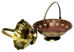Vintage Messing Körbe Fußschalen mit Griff Ausschnitt Design Set 2 - Bild 1 von 11