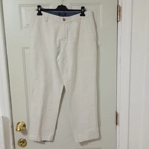 Nautica Pants Mens 34Wx30L Linen Blend Classic Fit Straight Flat Beige - Picture 1 of 13