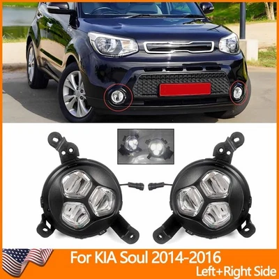 Fit For Kia Soul 2014 2015 2016 Front Bumper LED Fog Lights Daytime Running Lamp - Imagem 1 de 4