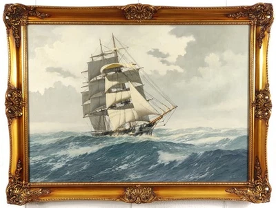 PINTURA AL ÓLEO ORIGINAL KENNETH JEPSON “PIAKO” BARCO CORTAPELOS 1980 ARTE MARINO FIRMADO Foto 1 de 4