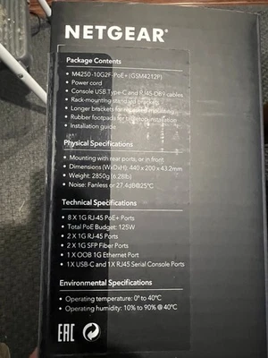 NEW NETGEAR M4250-10G2F-PoE+ GSM4212P-100NAS Netgear AV Line 8x1G PoE+ 125W 2x1G - Image 1 of 4