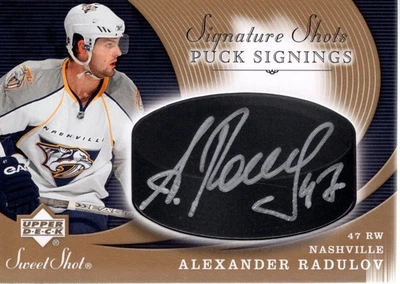 2007-08 Sweet Shot Signature Shots Puck Signing SSPAR Alexander Radulov Auto HKY - Image 1 of 2