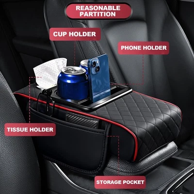 Car Center Console Armrest Pillow Auto Center Console Armrest Box W/ Cup Holder Foto 1 de 4