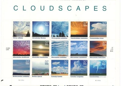  2003 - Cloud Scrapes – 37¢ – Fifteen Stamps – Self-adhesive Stamps - Board - Image 1 of 3
