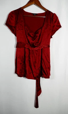 Vintage Express Womens Y2K Silk Babydoll Top Size M Red Tie Back Siren Romantic - Image 1 of 4