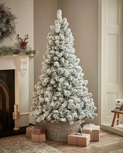 6 Fuß weißer Eliza verschneiter beflockter realistischer Kiefer Weihnachtsbaum - einfache Montage - UK - Bild 1 von 6