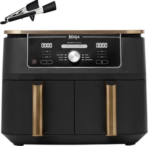 NINJA AF400EUCP Foodi Max Dual Zone Heißluft Fritteuse Kupfer Schwarz mit Zange - Bild 1 von 10