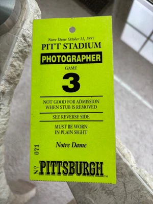 🔥🔥Last Game at Pitt Stadium 1999 Notre Dame v Pitt Football Sideline Pass!🔥🔥 - Image 1 of 2