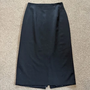 Behar New York 100% Wool Black Midi Warm Skirt Size 14 Back Slit Zipper USA MADE - Picture 1 of 11