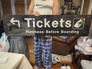 Retired New Jersey Transit Purchase Tickets Before Boarding Metal Sign - Picture 1 of 2