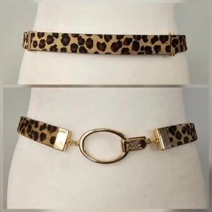 RALPH LAUREN 28-37” Cinturón Ajustable Deslizable S/M Estampado de Leopardo Pelo de Poni - Imagen 1 de 18