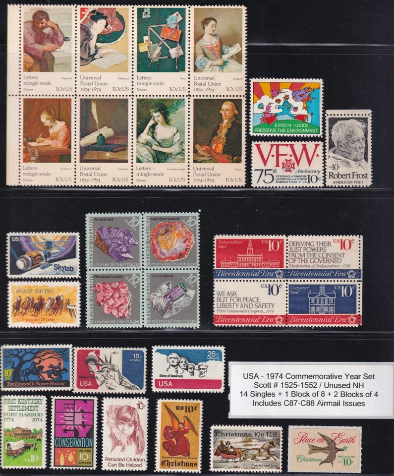 1525-1552 / C87-C88 USA 1974 Commemorative Year Set W/Airmails. Unused NH - Image 1 of 1