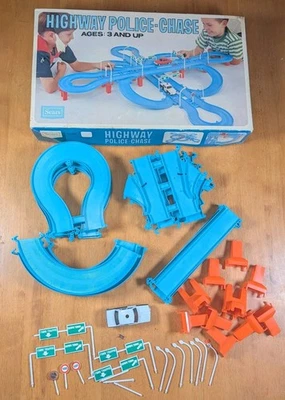 Vintage 70s Sears Highway Police Chase Racetrack Playset Incomplete. NOT TESTED! - Image 1 of 4