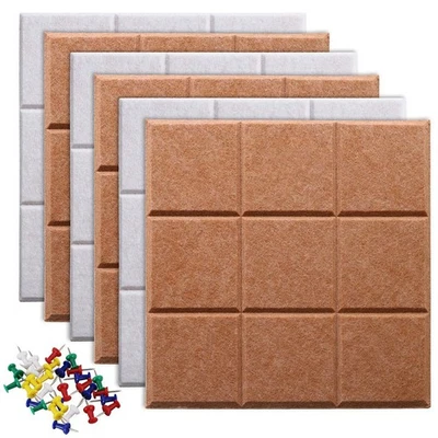 Large 11.8"x11.8" Felt Board Tiles for Wall with 30 Push Pins, Pack of 6 Pin ... - Image 1 of 4